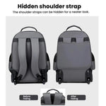Zaino con ruote di grande capacità per uomo, trolley da cabina, zaino per laptop con spallacci a scomparsa