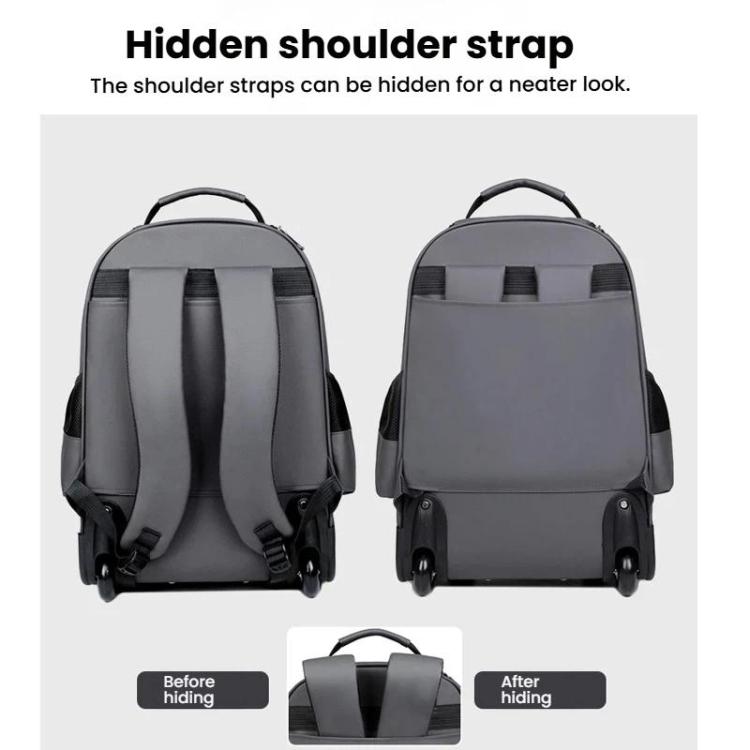 Zaino con ruote di grande capacità per uomo, trolley da cabina, zaino per laptop con spallacci a scomparsa