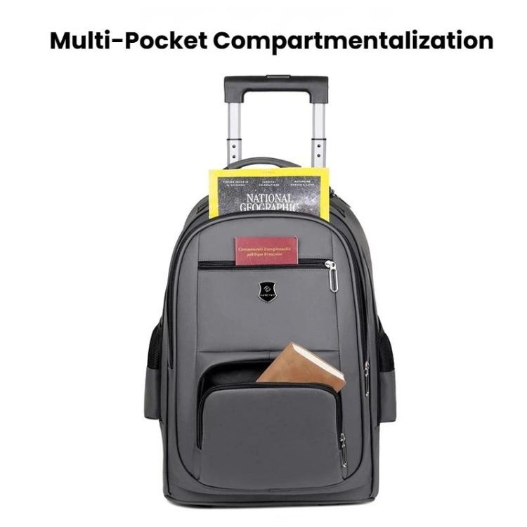 Zaino con ruote di grande capacità per uomo, trolley da cabina, zaino per laptop con spallacci a scomparsa