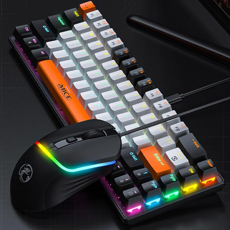iMICE MK-X20 Tastiera e mouse meccanici da gioco cablati con illuminazione RGB regolabile