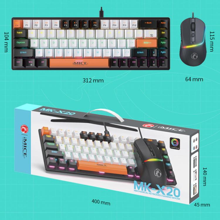 iMICE MK-X20 Tastiera e mouse meccanici da gioco cablati con illuminazione RGB regolabile