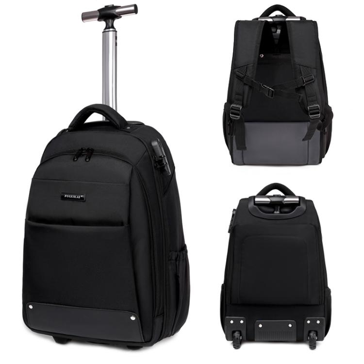 Zaino trolley FUGUILAI con ruote e cinghie a scomparsa, lucchetto TSA e maniglia telescopica a 2 posizioni, ideale per viaggi di lavoro., 8800A  Black, 8800A Deep Blue, 8800A Light Gray