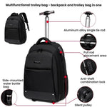 Zaino trolley FUGUILAI con ruote e cinghie a scomparsa, lucchetto TSA e maniglia telescopica a 2 posizioni, ideale per viaggi di lavoro., 8800A  Black, 8800A Deep Blue, 8800A Light Gray