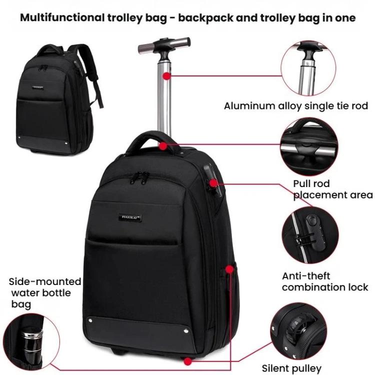 Zaino trolley FUGUILAI con ruote e cinghie a scomparsa, lucchetto TSA e maniglia telescopica a 2 posizioni, ideale per viaggi di lavoro., 8800A  Black, 8800A Deep Blue, 8800A Light Gray