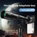Kit obiettivo teleobiettivo APEXEL TeleCular 50x per smartphone con treppiede a testa a sfera a 360 gradi e messa a fuoco interna., APL-T50X