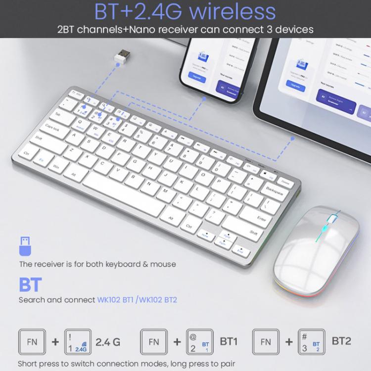 Set tastiera e mouse wireless iMICE WK-102 ricaricabile