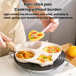 Padella antiaderente a 4 fori per uso domestico, ideale per preparare uova e hamburger.