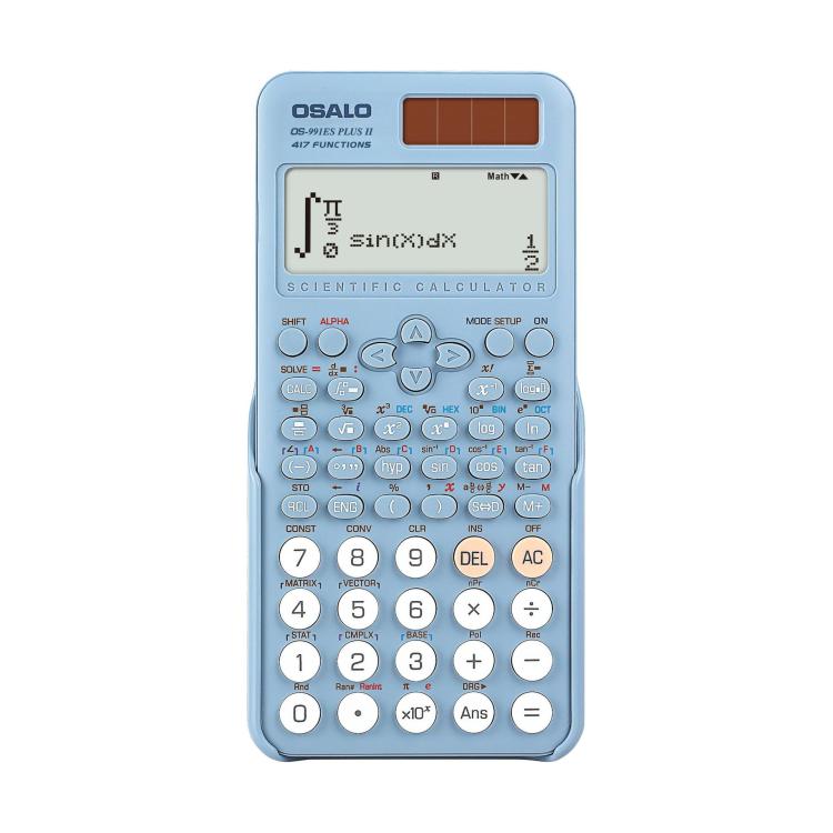 Calcolatrice scientifica OSALO OS-991ES PLUS II con 417 funzioni, alimentazione solare, ampio display, da tavolo.