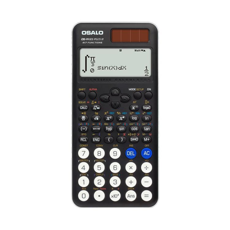 Calcolatrice scientifica OSALO OS-991ES PLUS II con 417 funzioni, alimentazione solare, ampio display, da tavolo.