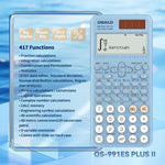 Calcolatrice scientifica OSALO OS-991ES PLUS II con 417 funzioni, alimentazione solare, ampio display, da tavolo.