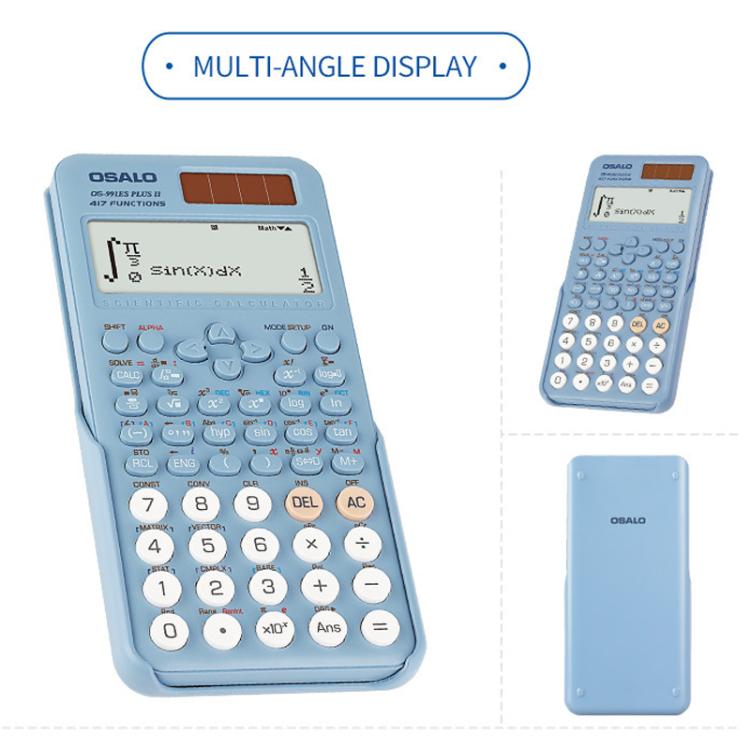 Calcolatrice scientifica OSALO OS-991ES PLUS II con 417 funzioni, alimentazione solare, ampio display, da tavolo.