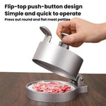 Pressa per carne rotonda manuale portatile per uso domestico, stampo per hamburger da cucina, Flip Cover, Spring