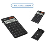 Calcolatrice fiscale OSALO A-1T con display a 12 cifre, supporto ribaltabile e doppia alimentazione solare/a batteria a bottone., A-1T