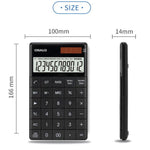 Calcolatrice fiscale OSALO A-1T con display a 12 cifre, supporto ribaltabile e doppia alimentazione solare/a batteria a bottone., A-1T