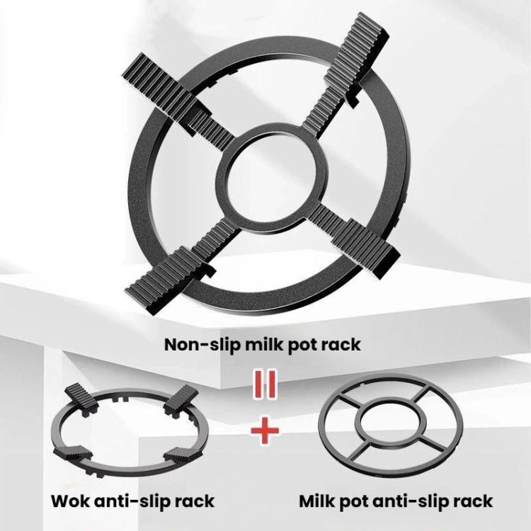 Griglia universale antiscivolo in acciaio fuso per wok e pentolini, supporto per fornelli da cucina., Universal Woks Rack