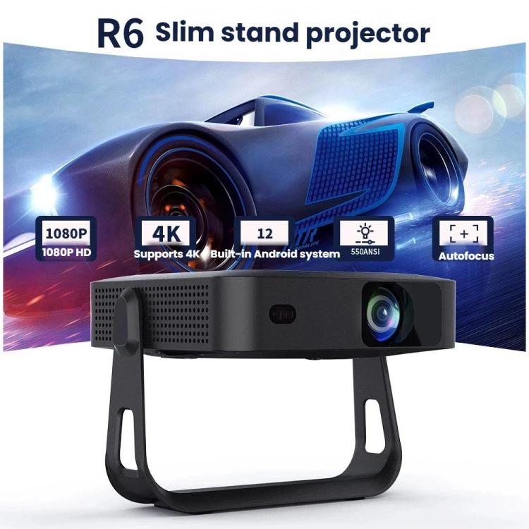 Videoproiettore portatile ultrasottile R6 HD 1080P con autofocus, mini proiettore per uso domestico, US Plug, EU Plug, UK Plug, AU Plug