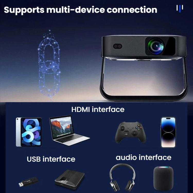Videoproiettore portatile ultrasottile R6 HD 1080P con autofocus, mini proiettore per uso domestico, US Plug, EU Plug, UK Plug, AU Plug