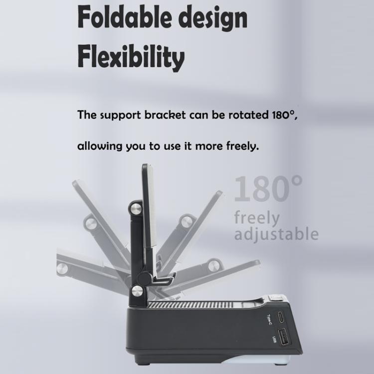 Supporto per telefono da scrivania pieghevole e regolabile 3 in 1 con altoparlante Bluetooth e sveglia., F30