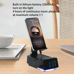Supporto per telefono da scrivania pieghevole e regolabile 3 in 1 con altoparlante Bluetooth e sveglia., F30