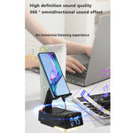 Supporto per telefono da scrivania pieghevole e regolabile 3 in 1 con altoparlante Bluetooth e sveglia., F30