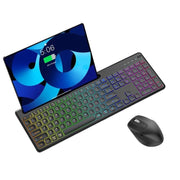 Set tastiera e mouse wireless con slot per telefono/tablet, retroilluminazione RGB, ricaricabile., 2.4G Single Mode, 2.4G & Bluetooth