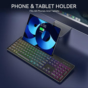 Set tastiera e mouse wireless con slot per telefono/tablet, retroilluminazione RGB, ricaricabile., 2.4G Single Mode, 2.4G & Bluetooth