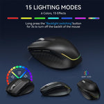 Set tastiera e mouse wireless con slot per telefono/tablet, retroilluminazione RGB, ricaricabile., 2.4G Single Mode, 2.4G & Bluetooth