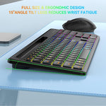 Set tastiera e mouse wireless con slot per telefono/tablet, retroilluminazione RGB, ricaricabile., 2.4G Single Mode, 2.4G & Bluetooth