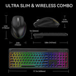 Set tastiera e mouse wireless con slot per telefono/tablet, retroilluminazione RGB, ricaricabile., 2.4G Single Mode, 2.4G & Bluetooth