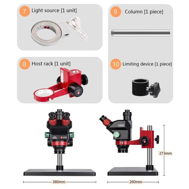 Con modello base 0.5X Microscopio Strumento per la riparazione di chip della scheda madre dello smartphone, YCS 7060X