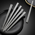 Stoviglie in acciaio inossidabile 304 per uso alimentare, LsCook 24cm Square Chopsticks, LsCook 24cm Square Chopsticks+No. 1 Pointed Spoon