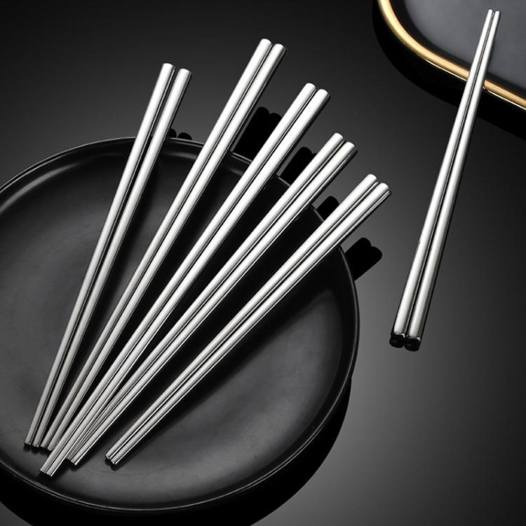 Stoviglie in acciaio inossidabile 304 per uso alimentare, LsCook 24cm Square Chopsticks, LsCook 24cm Square Chopsticks+No. 1 Pointed Spoon
