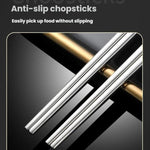 Stoviglie in acciaio inossidabile 304 per uso alimentare, LsCook 24cm Square Chopsticks, LsCook 24cm Square Chopsticks+No. 1 Pointed Spoon