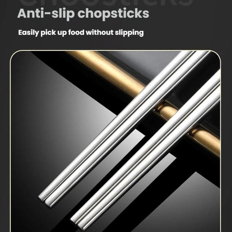 Stoviglie in acciaio inossidabile 304 per uso alimentare, LsCook 24cm Square Chopsticks, LsCook 24cm Square Chopsticks+No. 1 Pointed Spoon