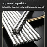 Stoviglie in acciaio inossidabile 304 per uso alimentare, LsCook 24cm Square Chopsticks, LsCook 24cm Square Chopsticks+No. 1 Pointed Spoon