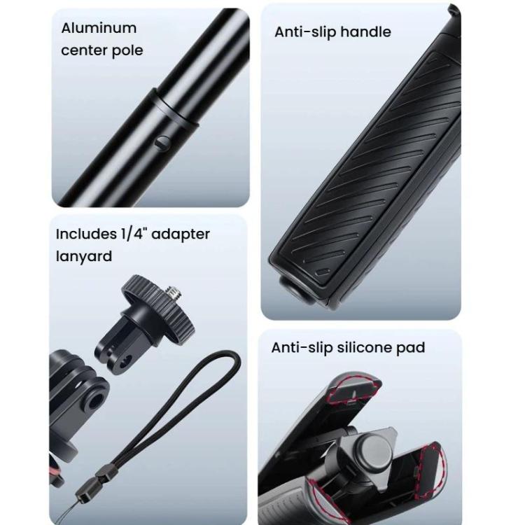 XILETU XS-22 Mini treppiede a scomparsa automatica, bastone per selfie regolabile ed estensibile da 13 a 30 cm per action camera