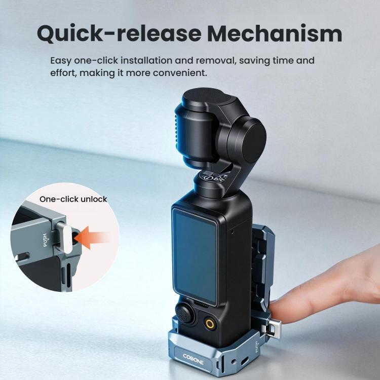 Adattatore a sgancio rapido con supporto magnetico COBONE per DJI Osmo Pocket 3, con foro per vite da 1/4 di pollice e slitta a caldo., CPK-2