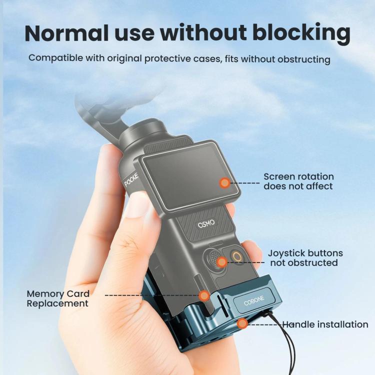 Adattatore a sgancio rapido con supporto magnetico COBONE per DJI Osmo Pocket 3, con foro per vite da 1/4 di pollice e slitta a caldo., CPK-2