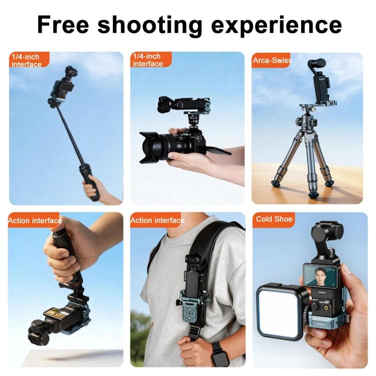 Adattatore a sgancio rapido con supporto magnetico COBONE per DJI Osmo Pocket 3, con foro per vite da 1/4 di pollice e slitta a caldo., CPK-2