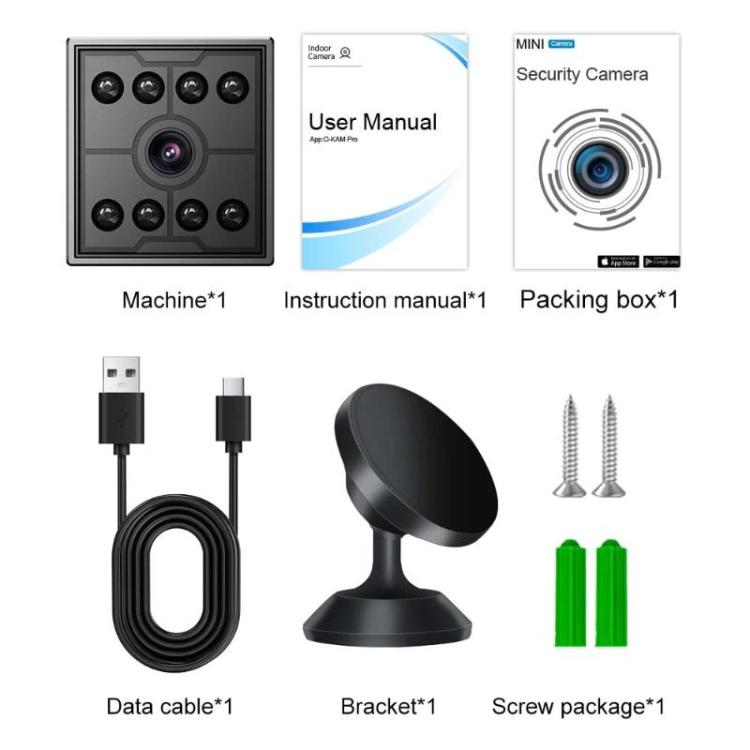 Telecamera wireless M09 Mini HD a infrarossi con visione notturna, rilevamento del movimento e monitoraggio Wi-Fi.