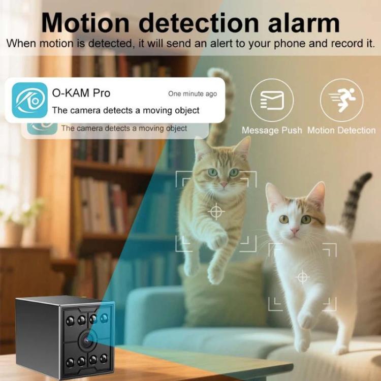 Telecamera wireless M09 Mini HD a infrarossi con visione notturna, rilevamento del movimento e monitoraggio Wi-Fi.