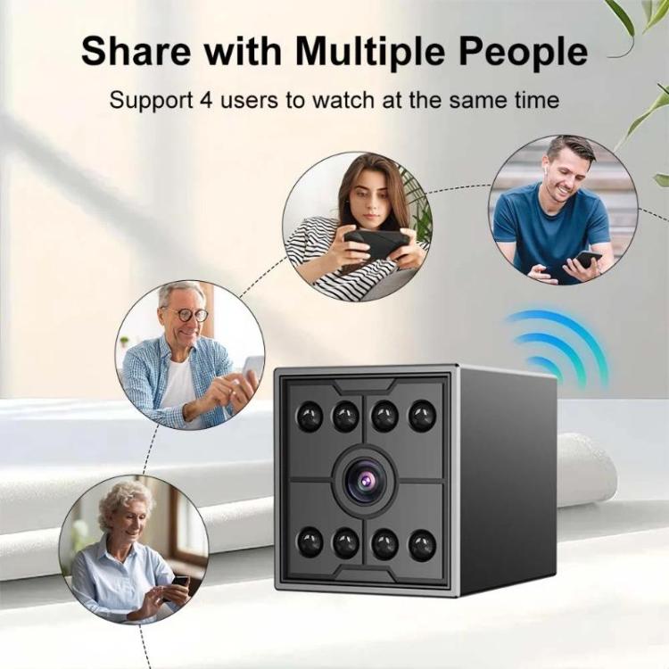Telecamera wireless M09 Mini HD a infrarossi con visione notturna, rilevamento del movimento e monitoraggio Wi-Fi.
