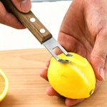 Grattugia per formaggio in acciaio inossidabile LsCook con manico in noce, grattugia per limoni e pelapatate.