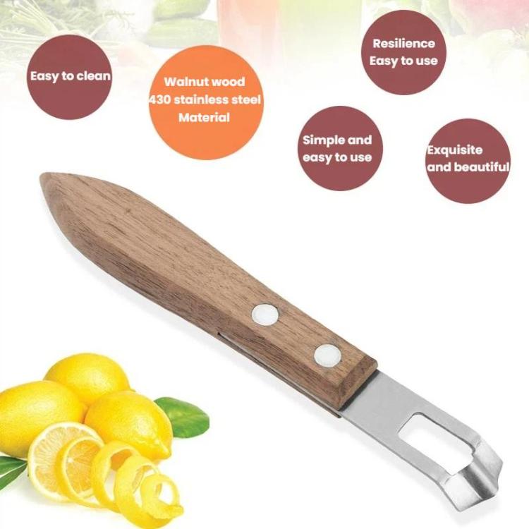 Grattugia per formaggio in acciaio inossidabile LsCook con manico in noce, grattugia per limoni e pelapatate.
