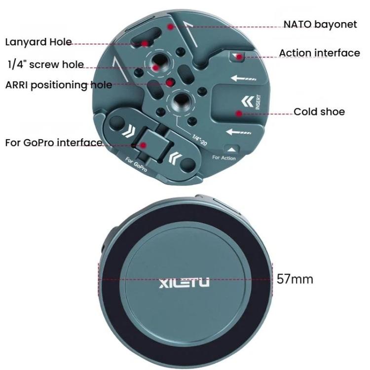 Supporto magnetico multifunzione per smartphone XILETU con vite da 1/4 di pollice, compatibile con ARRI, GoPro, action cam, slitta a caldo e interfacce NATO., MI-1, MI-1+XJ-28 Bracket, MI-1+MC-22S Gimbal+XT-18S Tripod