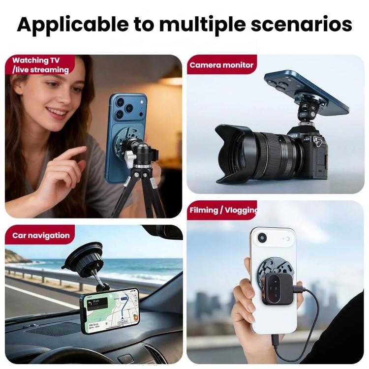 Supporto magnetico multifunzione per smartphone XILETU con vite da 1/4 di pollice, compatibile con ARRI, GoPro, action cam, slitta a caldo e interfacce NATO., MI-1, MI-1+XJ-28 Bracket, MI-1+MC-22S Gimbal+XT-18S Tripod