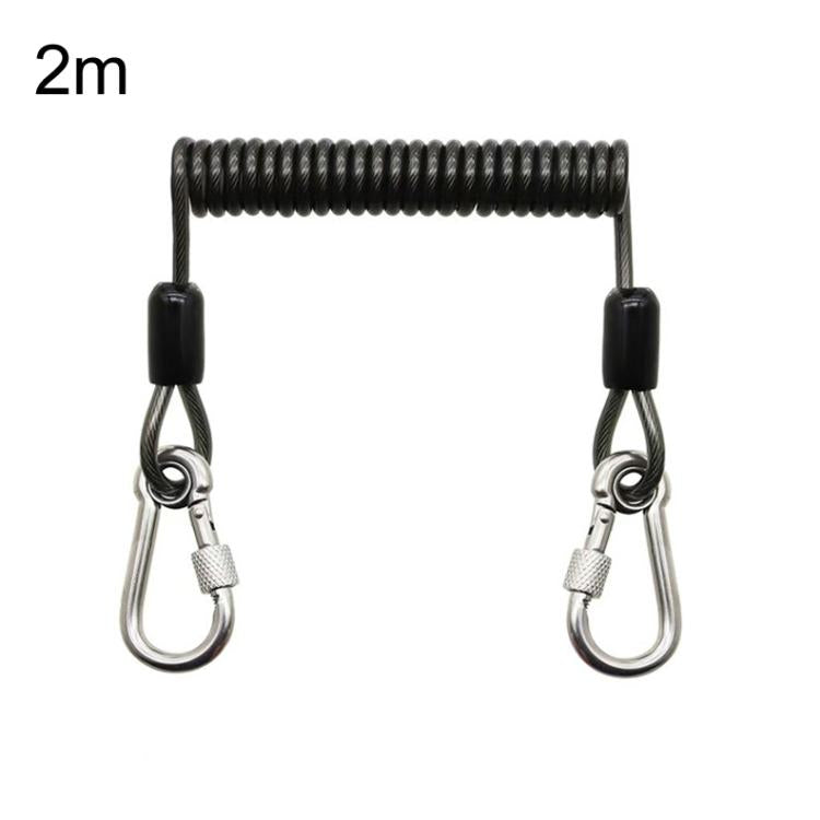 Corda di sicurezza per la pesca, resistente e robusta, a 49 fili in acciaio, con moschettone di bloccaggio., 1.5m, 2m, 3m
