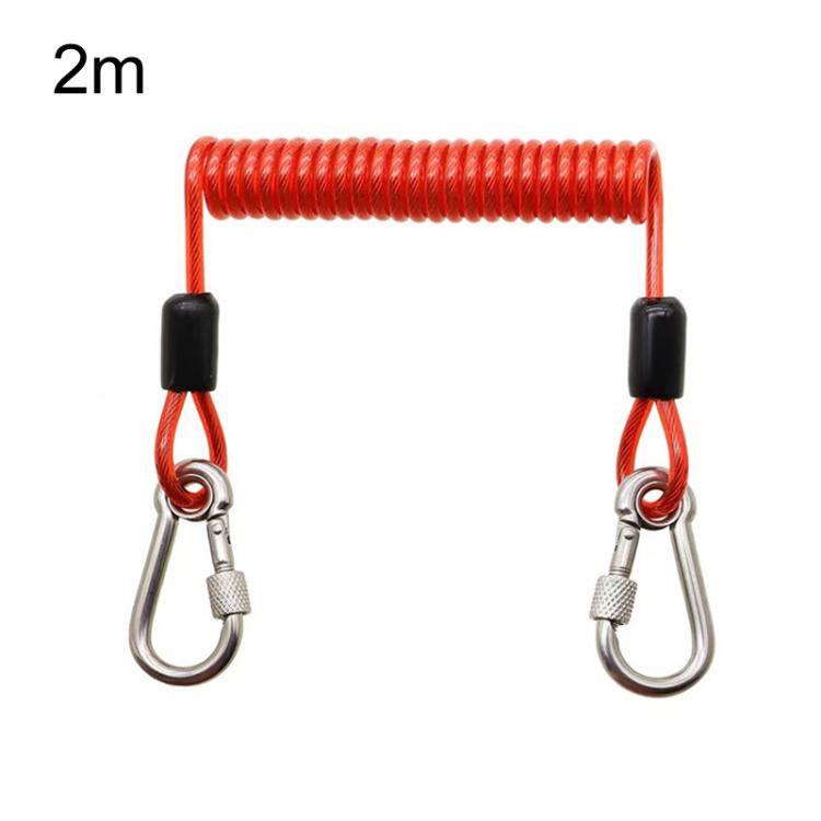 Corda di sicurezza per la pesca, resistente e robusta, a 49 fili in acciaio, con moschettone di bloccaggio., 1.5m, 2m, 3m