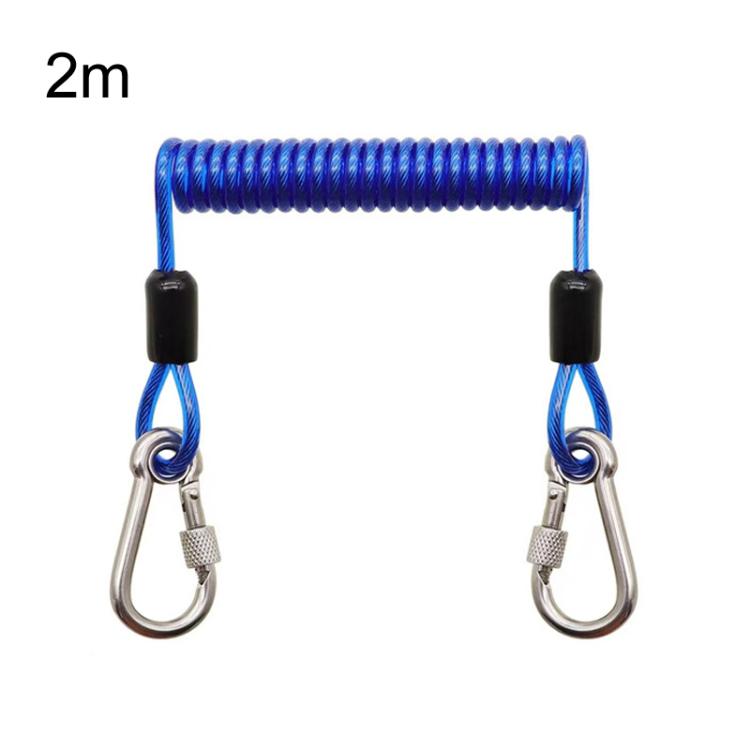 Corda di sicurezza per la pesca, resistente e robusta, a 49 fili in acciaio, con moschettone di bloccaggio., 1.5m, 2m, 3m