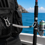 Corda di sicurezza per la pesca, resistente e robusta, a 49 fili in acciaio, con moschettone di bloccaggio., 1.5m, 2m, 3m